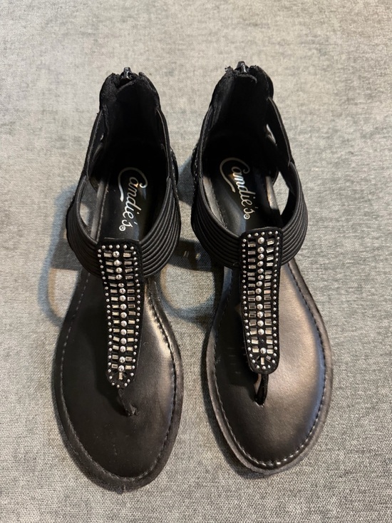 Candie's Shoes - Candie's Black Rhinestone T-Strap Sandals